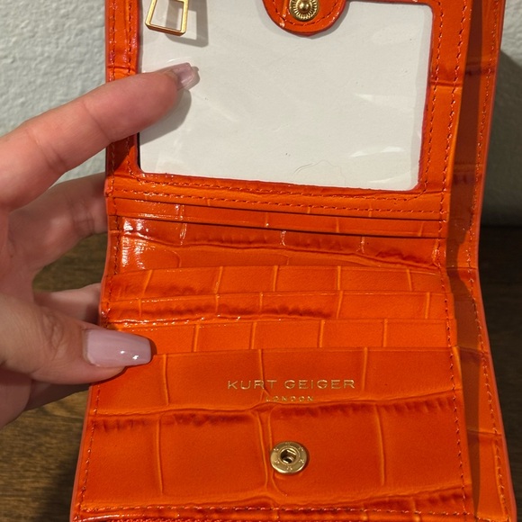 Kurt Geiger Orange Croc-Embossed Wallet - Picture 6 of 8